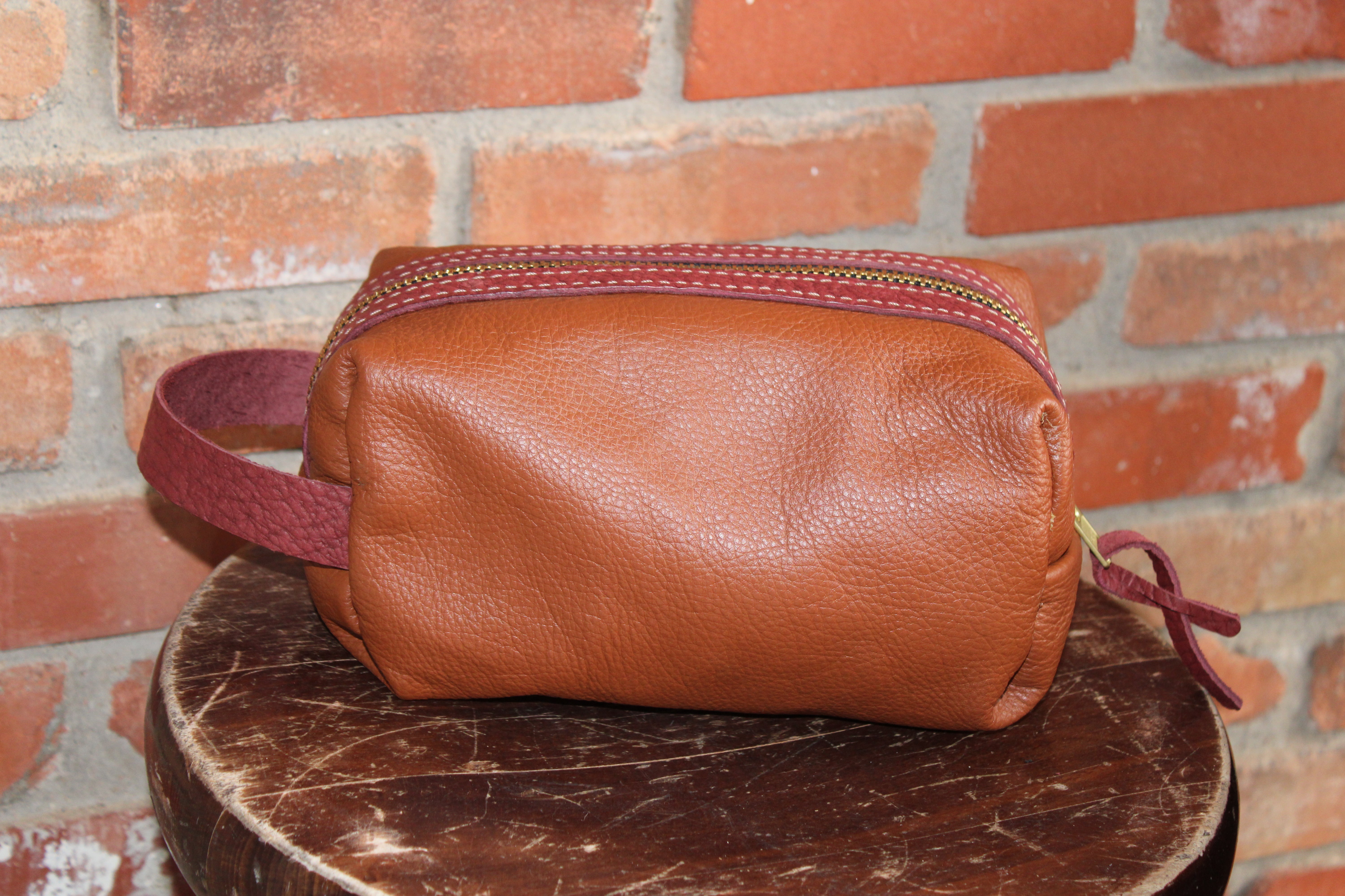 Collection of Brown/Red Bison Aftershave/Dopp Bag in a gallery layout